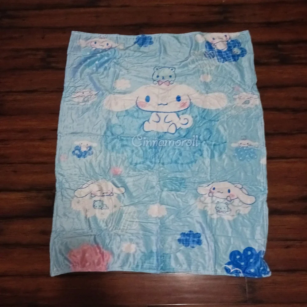 Sanrio Cinnamoroll Blue Fleece Throw Blanket 50x40 Kawaii Plush One Sided Print